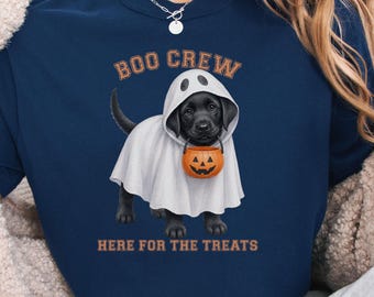 Black Lab Boo Crew Halloween Shirt, Here for the Treats Dog Mom Tee