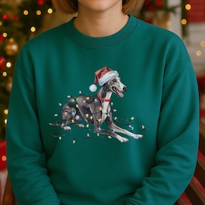 Christmas Greyhound Sweatshirt, Christmas Lights Dog Sweatshirt, Christmas Dog, Greyhound Mom Sweatshirt, Gift for Dog Lover, Greyhound