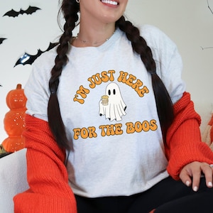 I&#39;m Just Here for the Boos Halloween t-shirt, Funny Halloween shirt, Fall shirt, Spooky season tshirt, graphic tee, halloween party