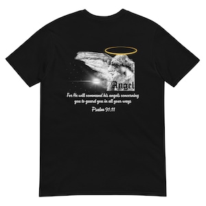 Psalm 91:11 | Bijbelvers | Christelijk geschenk | Geloofsoverhemd | Bijbel T-shirt | Psalmenboek | Jezus | Gods bescherming | Engel