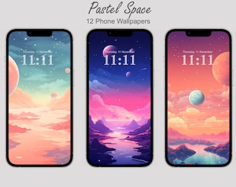 iphone Wallpapers space, astro, pastel, Hand Painting Wallpapers, iPhone, Minimalist, Smartphone Wallpaper Set, android, samsung, lo-fi
