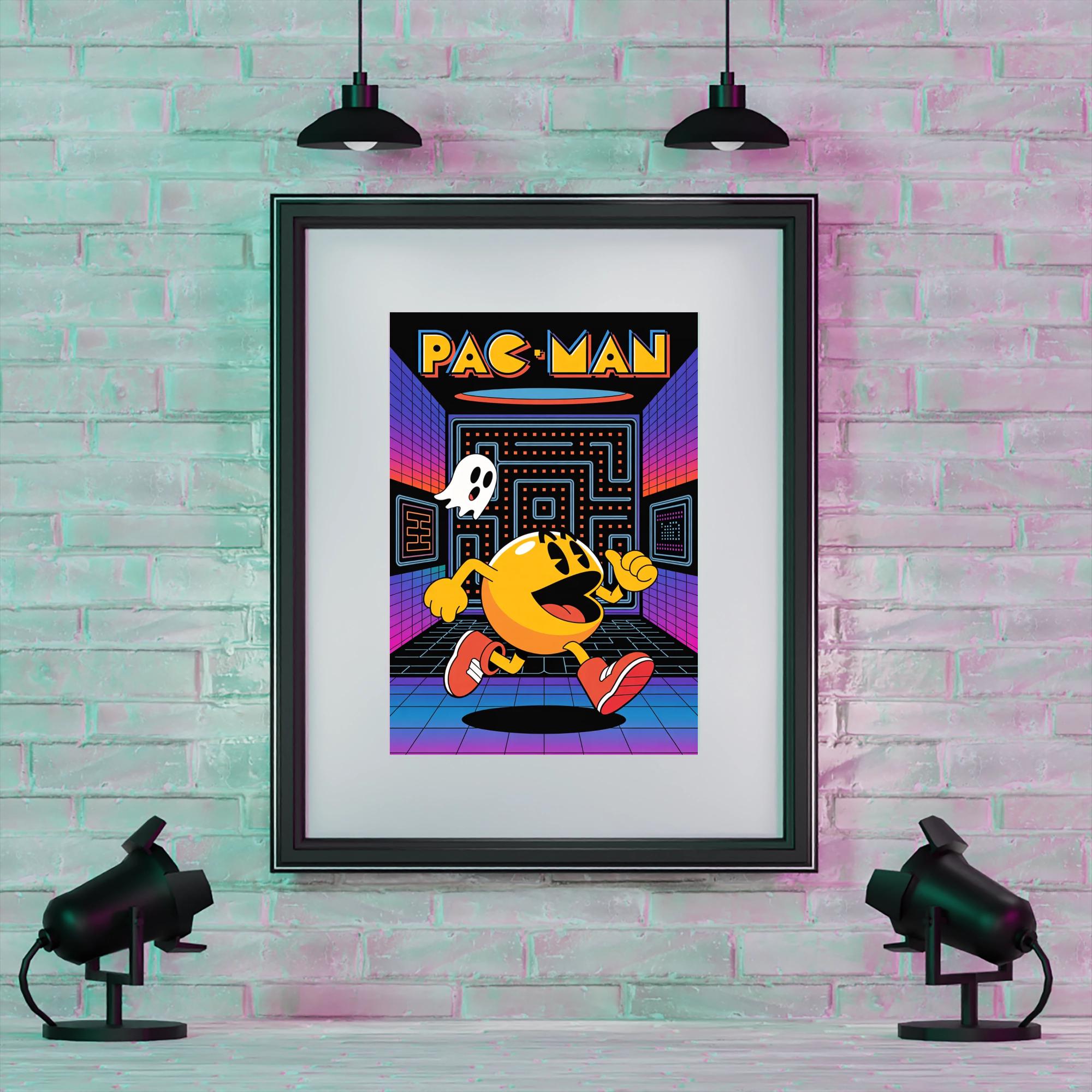 Arcade Poster Pacman Retro Video Game Print 80s Gaming Decor Wall