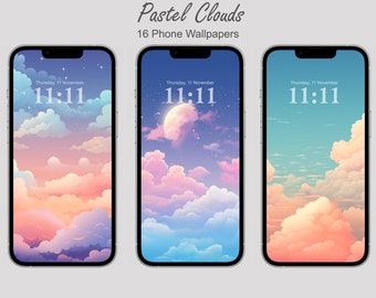 iphone Wallpapers Clouds  pastel, Hand Painting Wallpapers, iPhone, Minimalist Smartphone Wallpaper Set, Android, Samsung, Lofi Wallpaper
