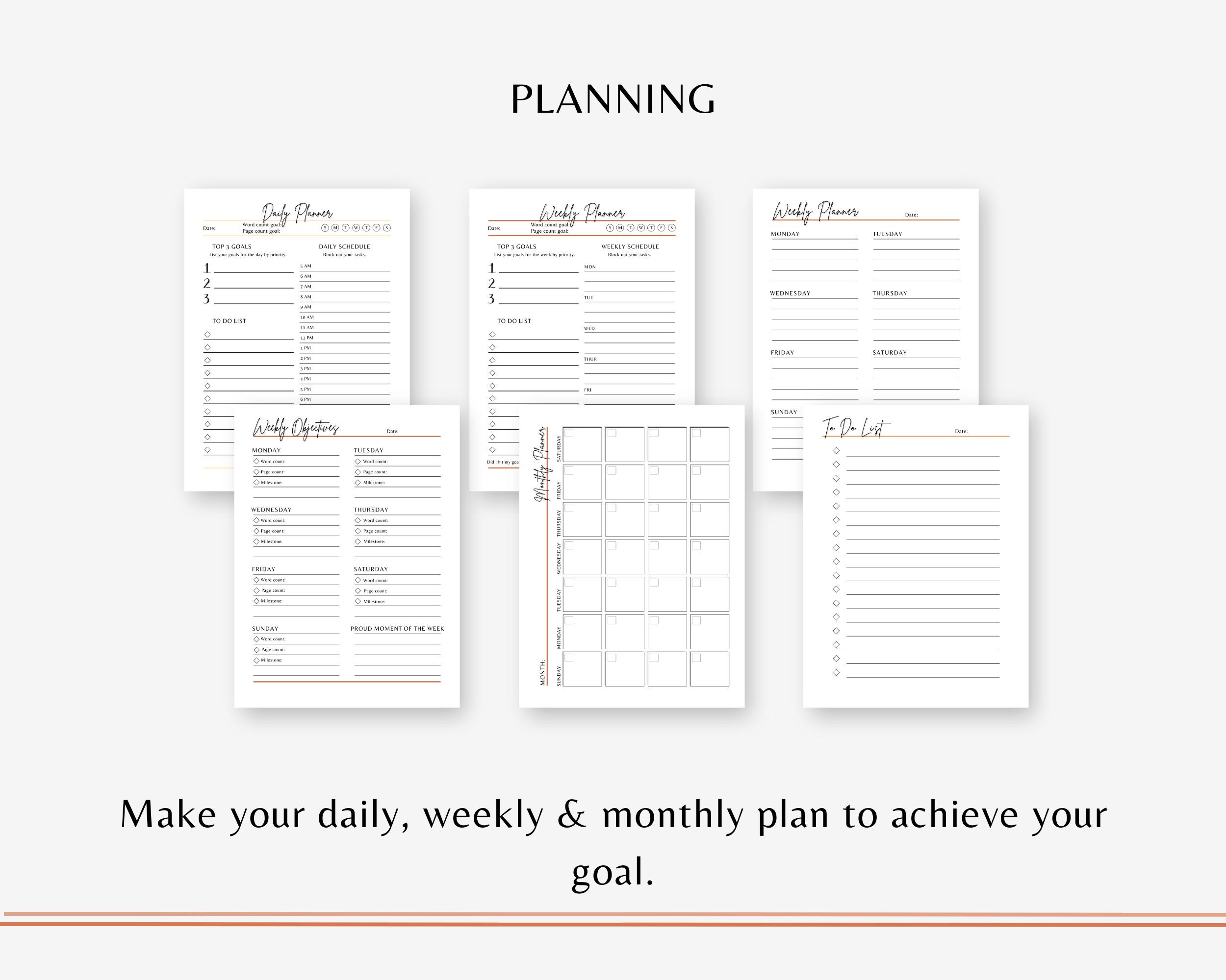 Writers Planner | Writing Habit Tracker Package | Planner for ...