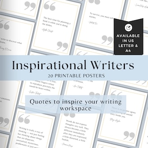 Inspirational Wall Art for Writers | Quotes about Writing | Motivational Office Wall Décor | Quotes from Authors, Poets & Writers