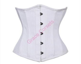 Steel Bone Underbust Waist Trainer Corset for an Hourglass Figure in Cotton Twill Fabric.