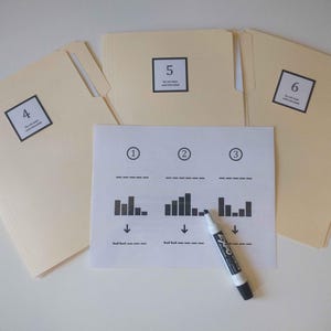 Puede incluir: Una hoja de papel blanca con tres gr&aacute;ficos de barras y los n&uacute;meros 1, 2 y 3 en c&iacute;rculo. Los gr&aacute;ficos est&aacute;n etiquetados como "Leer libro", "Leer libro" y "Leer libro". Un marcador negro est&aacute; sobre el papel.