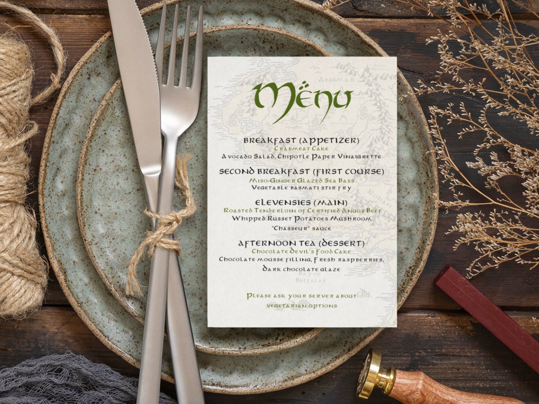 LOTR Wedding MENU Instant Download Digital Canva Editable Template Lord ...