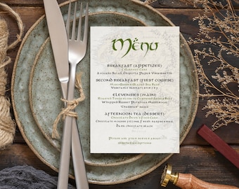 LOTR Wedding MENU Instant Download Digital Canva Editable Template - Lord of the Rings / The Hobbit / Middle Earth Map - DIY Self Print