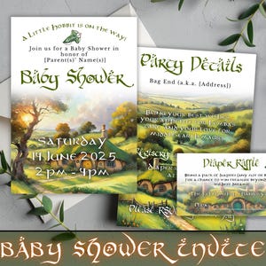 Invito baby shower LOTR / Download digitale immediato / Modello modificabile Canva / Il Signore degli Anelli / Hobbit / Terra di Mezzo / Stampa fai da te