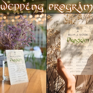 Herr der Ringe Hochzeitsprogram | Sofortiger digitaler Download | Bearbeitbare Canva Vorlage | Herr der Ringe Hobbit Mittelerde Karte | DIY Selbstdruck