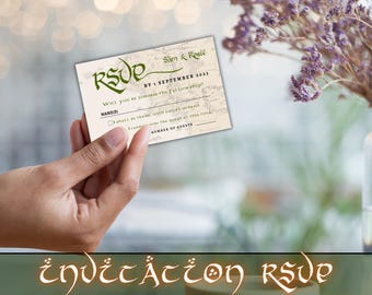 Middle-Earth Map Wedding RSVP Postcard | Elven Hobbit Style (Editable Canva Design)