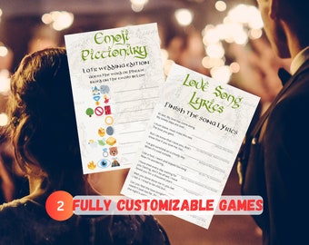 LOTR Wedding Emoji Pictionary / Love Song Lyrics Game Instant Download Digital Canva Editable Template - Lord of the Rings - DIY Self Print