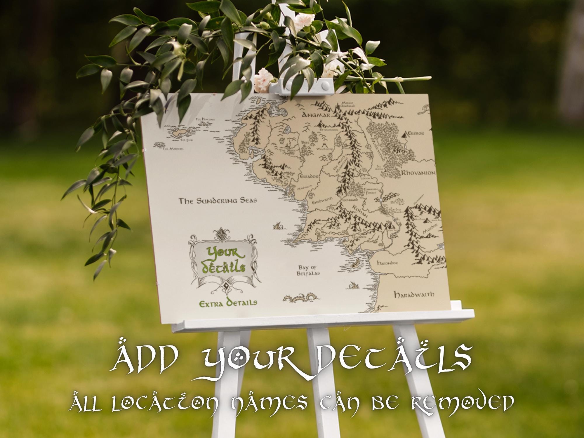 Fantasy Wedding Guest Book Map Template | Editable Canva Design With ...