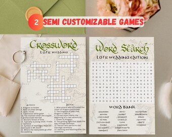 LOTR Wedding Crossword / Word Search Game Instant Download Digital Canva Editable Template - Lord of the Rings / The Hobbit - DIY Self Print