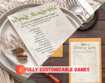 LOTR Wedding Word Scramble / ABC Game Instant Download Digital Canva Editable Template - Lord of the Rings / The Hobbit - DIY Self Print