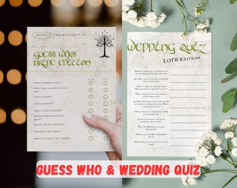 LOTR Wedding Guess Who & LOTR Couple's Quiz Games Instant Download Digital Canva Editable Template - Lord of the Rings - DIY Self Print