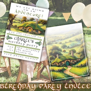 LOTR Geburtstagseinladung | Sofortiger digitaler Download | Canva bearbeitbare Vorlage | Herr der Ringe | Hobbit | Mittelerde | DIY Selbstdruck
