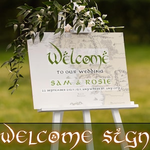 LOTR Hochzeit Willkommensschild | Sofortiger digitaler Download | Bearbeitbare Canva Vorlage | Herr der Ringe Hobbit Mittelerde Karte | DIY Selbstdruck