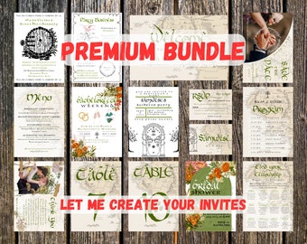 LOTR Wedding Suite PREMIUM Bundle Instant Download Digital Canva Editable Template - Lord of the Rings / Hobbit - I Create for Self-Print