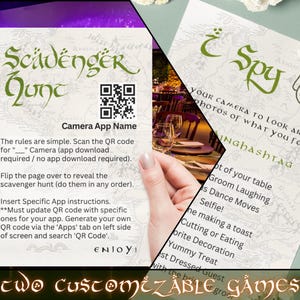 Elven Wedding Scavenger Hunt & I-Spy Game | Middle-Earth Reception (Editable Canva Templates)