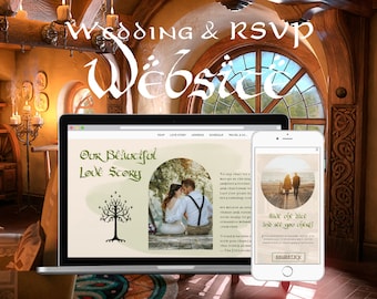 LOTR Wedding WEBSITE Instant Download Digital Canva Editable Template - Lord of the Rings / The Hobbit / Middle Earth Map - Mobile & Desktop