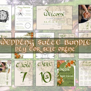 LOTR Hochzeitsreihe DIY Bundle | Sofortiger digitaler Download | Bearbeitbare Canva-Vorlagen | Herr der Ringe Hobbit Mittelerde Karte | Selbstdruck