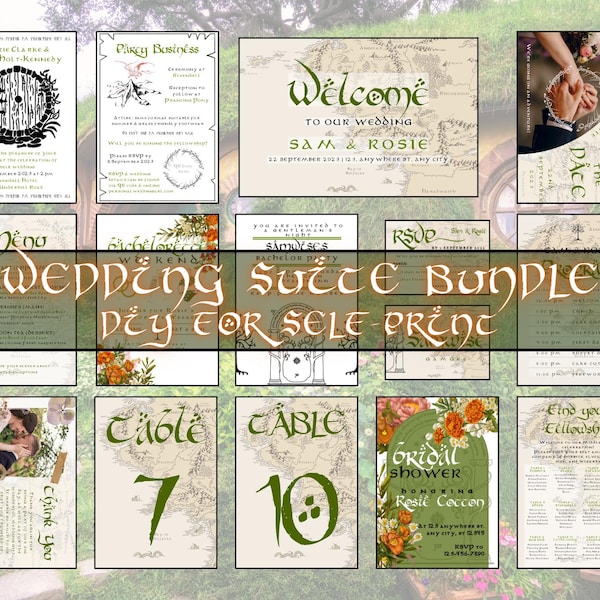 Middle-Earth Wedding Suite | Fantasy Canva Templates (Digital Download)