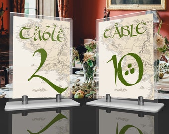 LOTR Wedding Table Numbers Instant Download Digital Canva Editable Template - Lord of the Rings / Hobbit / Middle Earth Map - DIY Self Print