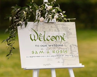 LOTR Wedding Welcome Sign Instant Download Digital Canva Editable Template - Lord of the Rings / Hobbit / Middle Earth Map - DIY Self Print