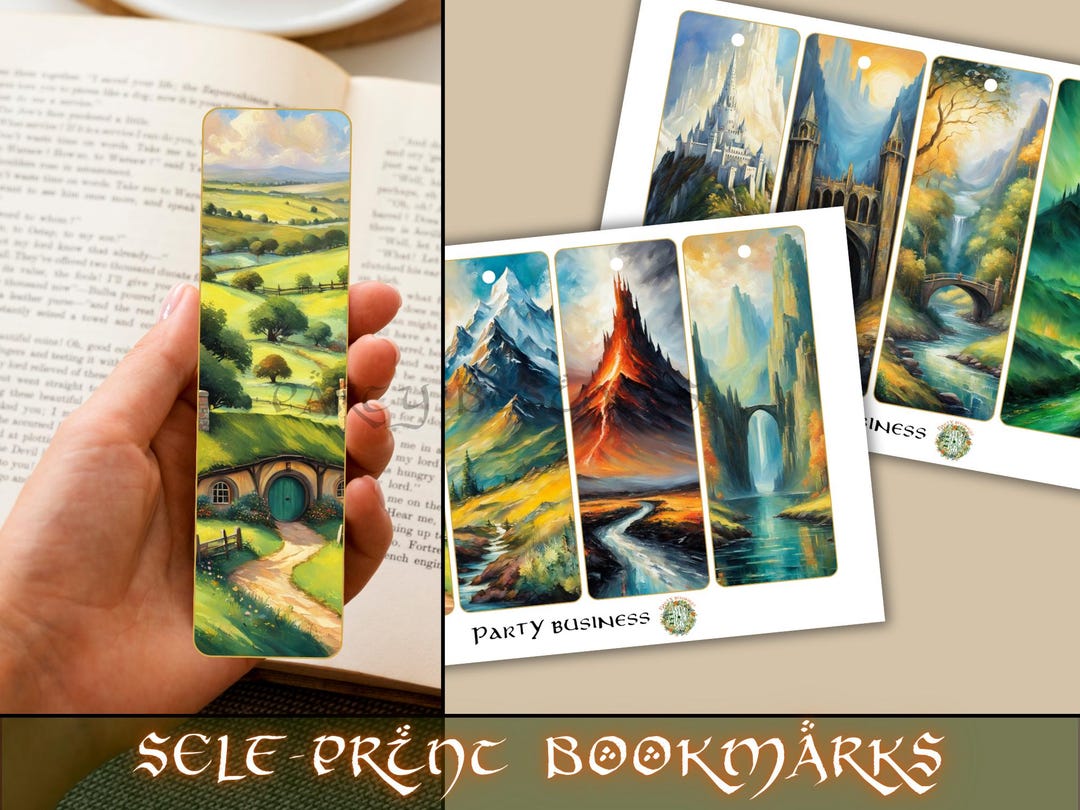 Bookmark Bl Design Set of 8 Printable Fantasy Bookmarks | Elven & Hobbit-inspired Reading ...