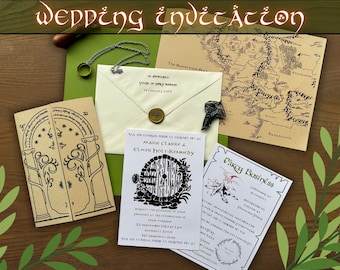 Middle Earth Wedding Invitation Template | Elven, Hobbit, Rustic (Editable Canva Download)