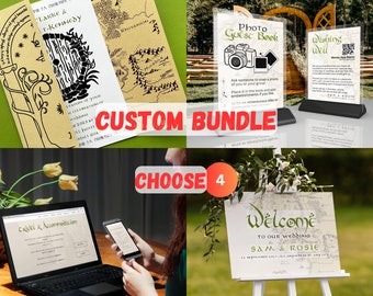 LOTR Wedding CUSTOM Bundle Download Digital Canva Editable Template - The Lord of the Rings The Hobbit - DIY Self Print Choose 4x Templates