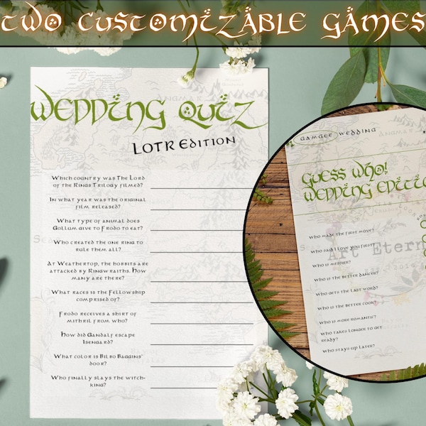 Magical Wedding Games: Elven Fantasy Party, Couple's Quiz (Canva Template Digital Download)
