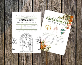 LOTR Wedding Bachelor Bachelorette Invitation Instant Download Digital Canva Editable Template - Lord of the Rings / Hobbit - DIY Self Print