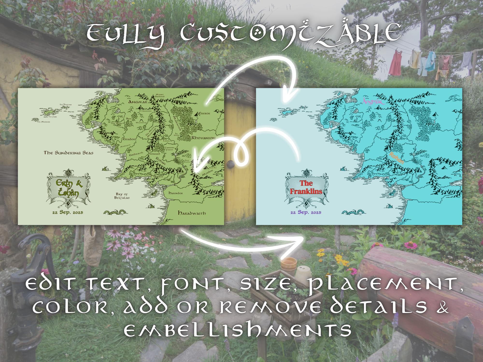 Fantasy Wedding Guest Book Map Template | Editable Canva Design With ...