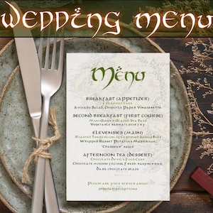 Herr der Ringe Hochzeitsmenu | Sofortiger digitaler Download | Bearbeitbare Canva Vorlage | Herr der Ringe Hobbit Mittelerde Karte | DIY Selbstdruck