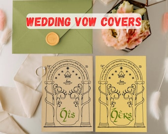 LOTR Wedding His & Hers Vow Covers Jacket Instant Download Digital Canva Editable Template - Lord of the Rings / The Hobbit - DIY Self Print