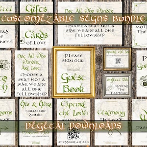 Cartelli per matrimonio LOTR - Download digitale istantaneo / 12 modelli Canva modificabili / Mappa della Terra di Mezzo degli Hobbit del Signore degli Anelli / Stampa fai da te