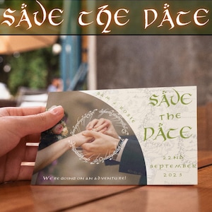 LOTR Hochzeit Save the Date Vorlage | Sofortiger digitaler Download | Bearbeitbares Canva Design | Mittelerde Hobbit Herr der Ringe | Selbstdruck
