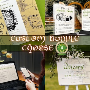 BENUTZERDEFINIERTE Hochzeit Bundle | Digitaler Download | Bearbeitbar in Canva | Herr der Ringe Hobbit Mittelerde | DIY Selbstdruck | Wählen Sie 4 Vorlagen