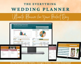 The Everything DIY Digital Wedding Planner - Customizable Spreadsheet - Checklist, Budget, Guest List, Seating Chart, Calendars, & Honeymoon