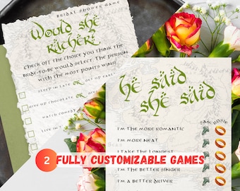 LOTR Wedding He Said She Said / Would She Rather Game Instant Download Digital Canva Editable Template - Lord of the Rings - DIY Self Print