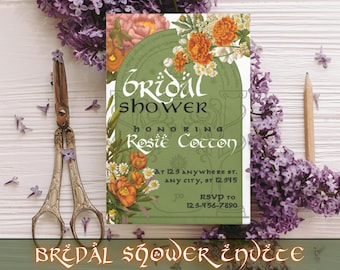 Editable Elven Bridal Shower Invitation: Middle Earth Theme (Canva Template, Digital Download)