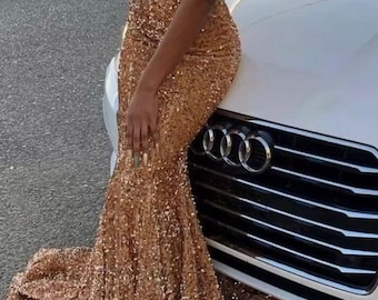 Floor length sequin dress, mermaid prom gown, women evening dress,African women dress, wedding dress, homecoming dress ,bridal gown