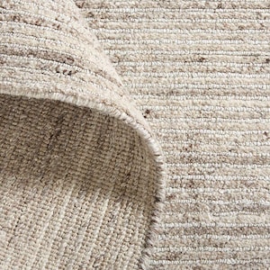 Hand-Knotted New Zealand Wool Rug: Beige Boho Plain Design