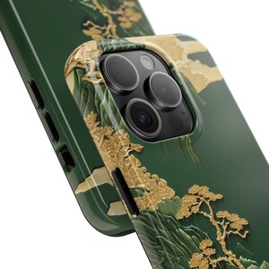 Embroidered Chinese Landscape iPhone Case, Green Mountain Design, iPhone, Samsung image 4