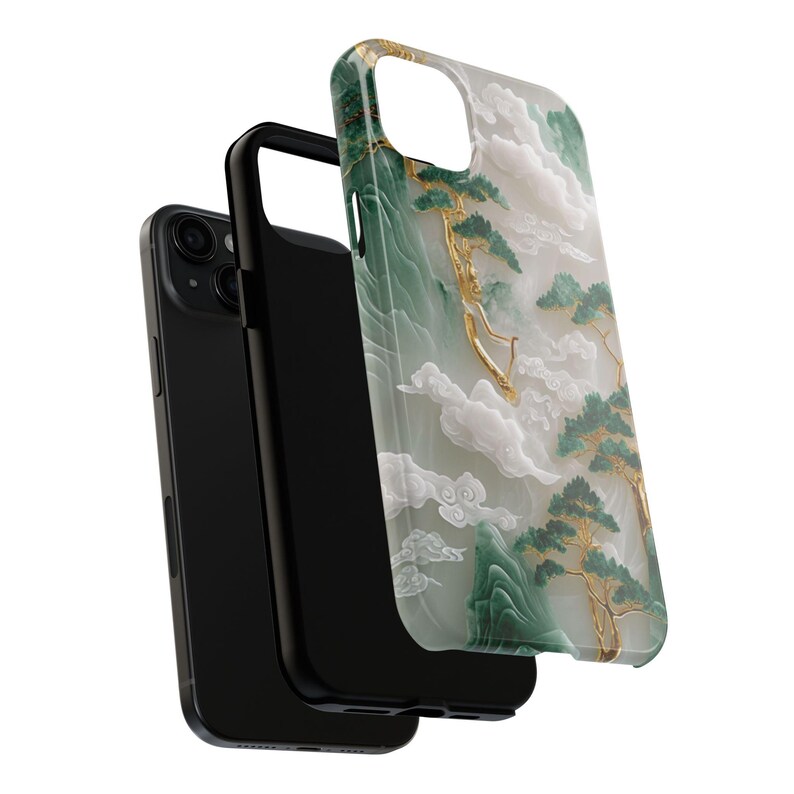 Asian Jade Landscape Phone Case, Elegant Carved Aesthetic for iPhone & Samsung, MagSafe Compatible image 10