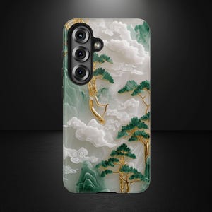 Asian Jade Landscape Phone Case, Elegant Carved Aesthetic for iPhone & Samsung, MagSafe Compatible image 11