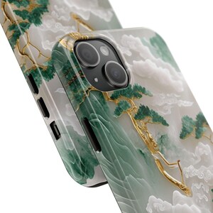 Asian Jade Landscape Phone Case, Elegant Carved Aesthetic for iPhone & Samsung, MagSafe Compatible image 13